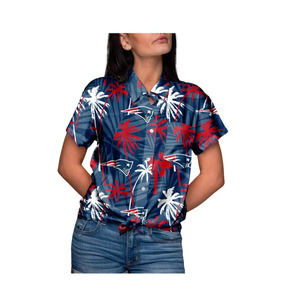 NEW NWT New England Patriots Women's Floral Harmonic Button-Up Shirt Navy medium